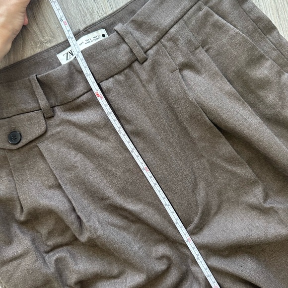 NWOT Zara Cropped Dad Pants in Brown | SIZE SMALL - Picture 6 of 7